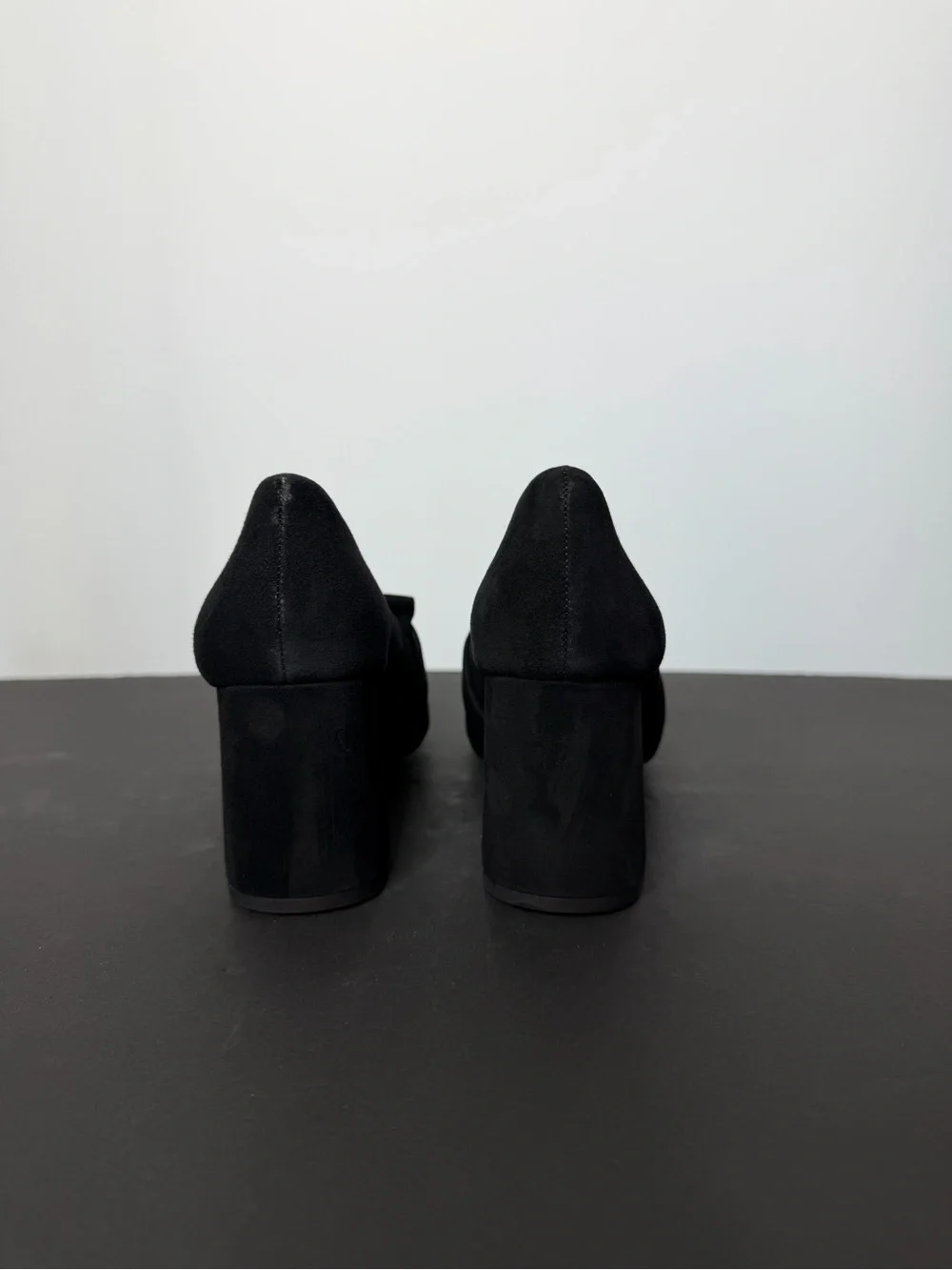 Louise et Cie Black Suede Pearl-Buckle Fringe Pumps